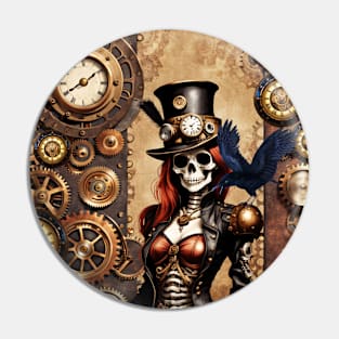 Cute Steampunk Skeleton Pin