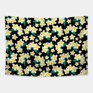 Frangipanis on Black Tapestry