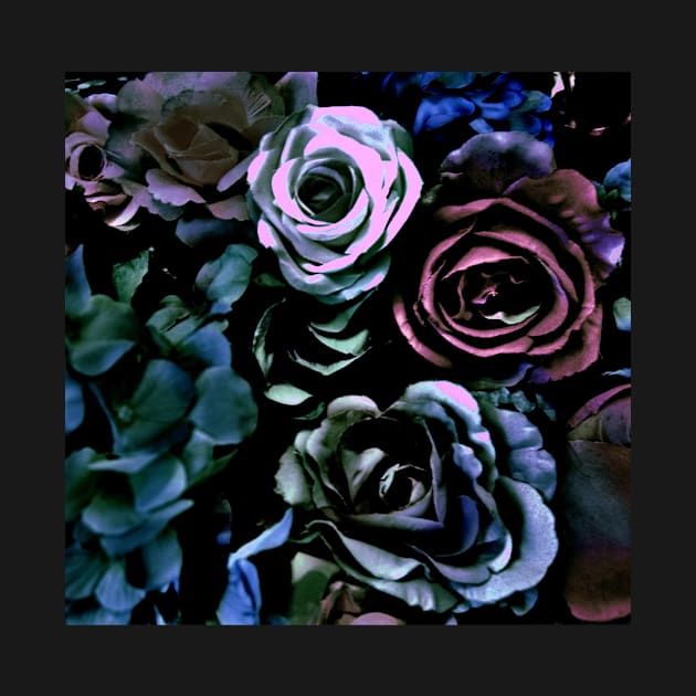 DARK FLORAL ROSES HYDRANGEAS POSTER PRINT by jacquline8689