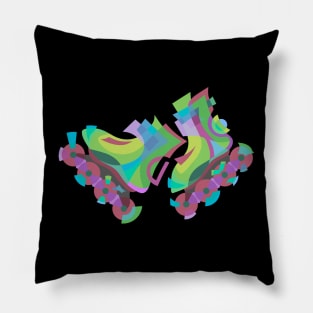 ROLLER  BLADES STYLIZED ART - SKATE OR DIE Pillow