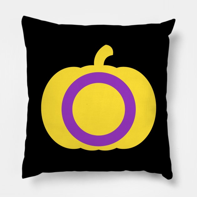 Halloween Pumpkin LGBT Flag Intersex Pillow by aaallsmiles