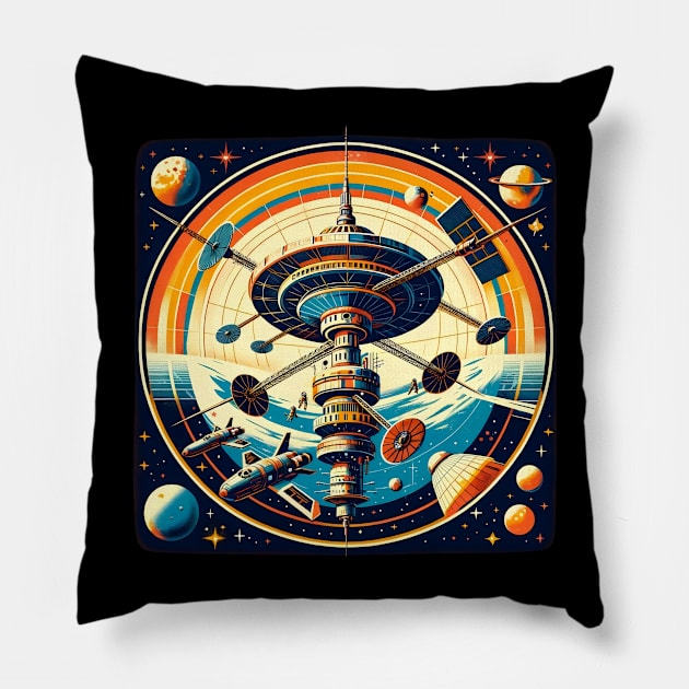 Orbital Command Space Station Tee Pillow by Graphic Wonders Emporium