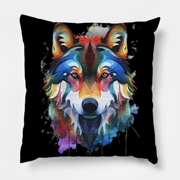 Watercolor Wolf Pillow by J3's Kyngs