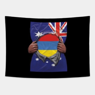 Armenia Flag Australian Flag Ripped - Gift for Armenian From Armenia Tapestry