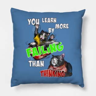 wise cat falling fail Pillow