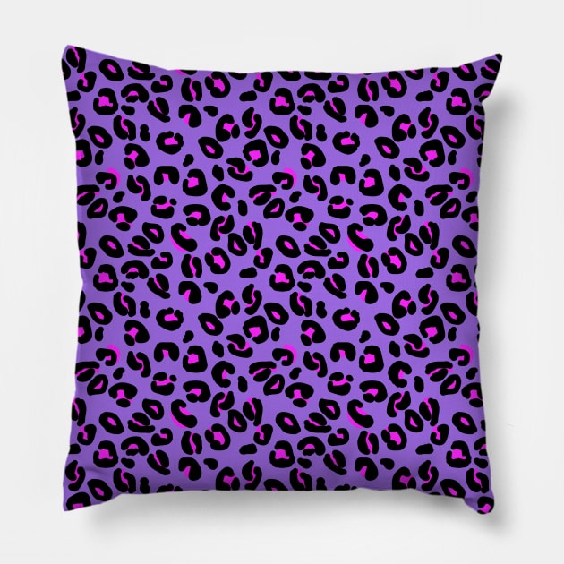 Bright Purple Leopard Spots Animal Print Pattern Pillow by podartist