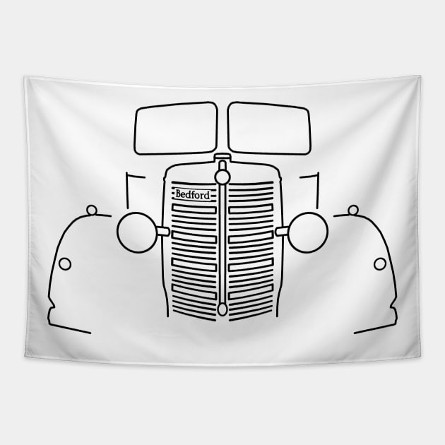 1940s vintage Bedford truck outline graphic (black) Tapestry by soitwouldseem