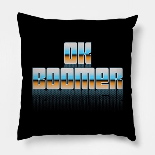 Ok Boomer Retro 1970s Vintage Type Pillow by DanielLiamGill