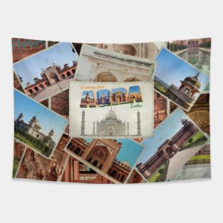 Greetings from Agra in India Vintage style retro souvenir Tapestry