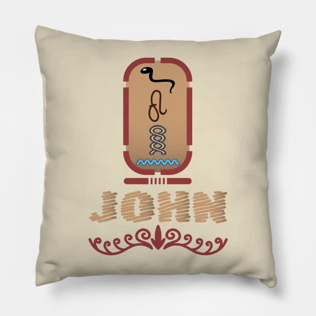 JOHN-American names in hieroglyphic letters-JOHN, name in a Pharaonic Khartouch-Hieroglyphic pharaonic names Pillow by egygraphics