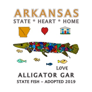 Arkansas, Alligator Gar, Love, Valentines Day, State, Heart, Home T-Shirt