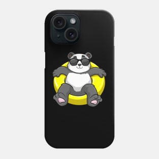 Cool panda is swimming with a swimming ring Phone Case