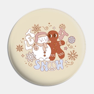 Let It Snow Gingerbread Snow Man Pin