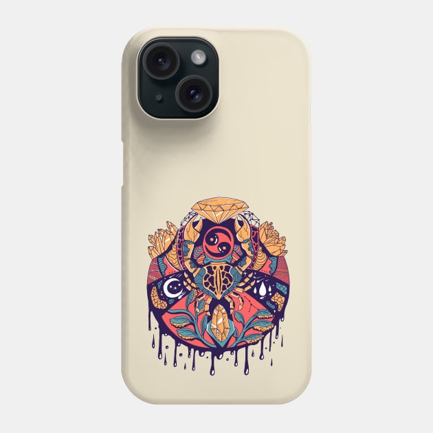 Retro Triad Mystic Cancer Zodiac Phone Case by kenallouis