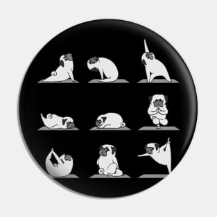 Pug Yoga B&W Pin