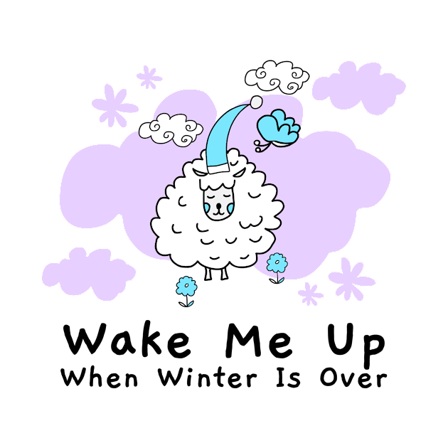 Wake Me Up When Winter is Over Cute Sleeping Sheep by Butterfly Lane