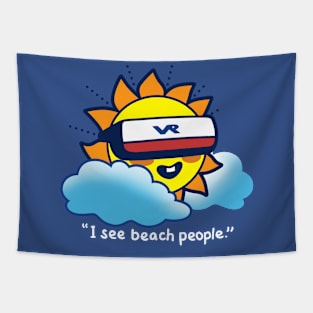 Funny Cute Kawaii Sun Movie Quote Virtual Reality Summer Sun Beach Cartoon Tapestry