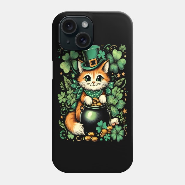 Funny cat shamrock Phone Case by justingreen