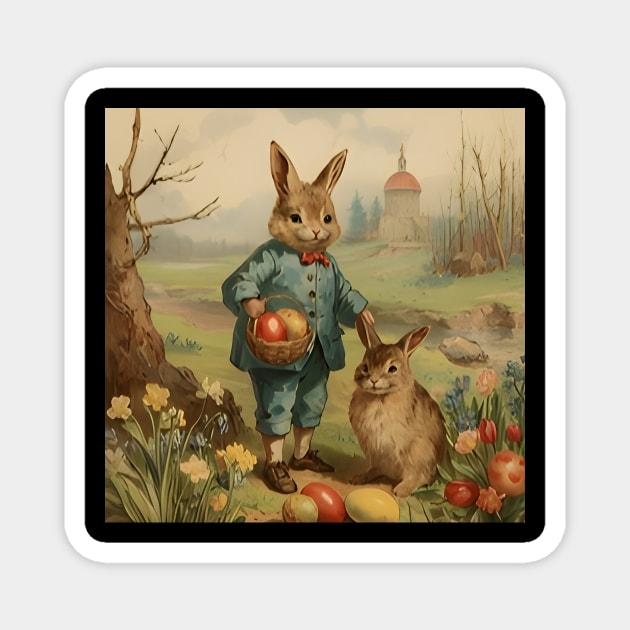 Vintage Easter Postcard Design Magnet by MiracleROLart