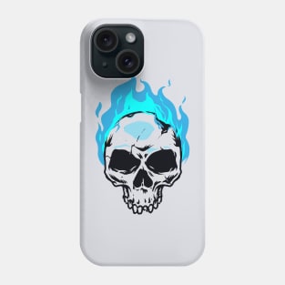 skull on blue fire Phone Case