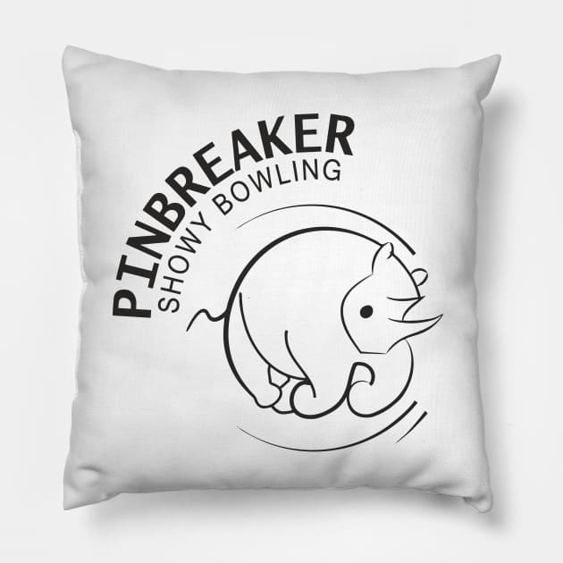 Pinbreaker - Showy Bowling (black) Pillow by aceofspace