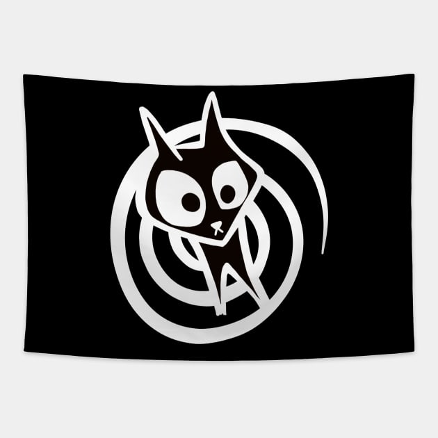 Black Cat Spiral | Twilight Zone Kitty (dark) Tapestry by HouseofRoc