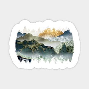 The green gold mountains by sunset Magnet