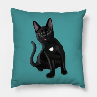 Silly Black Cat Blep Pillow