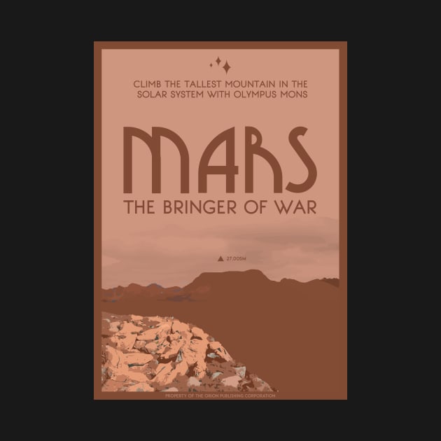 Art Deco Space Travel Poster - Mars by Walford-Designs