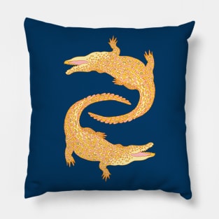 Crocodiles (Navy and Yellow Palette) Pillow