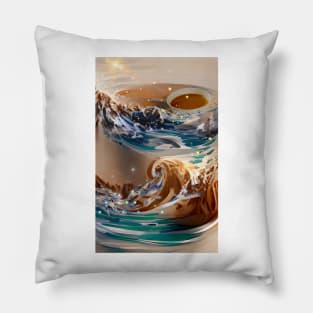 The Coffee teal ocean Stars| Ocean wave vintage Pillow