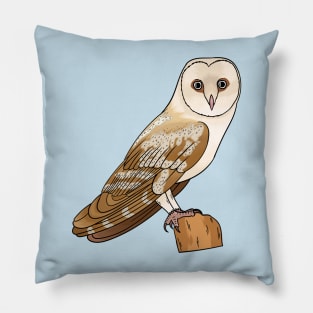 Barn owl bird cartoon illustration Pillow