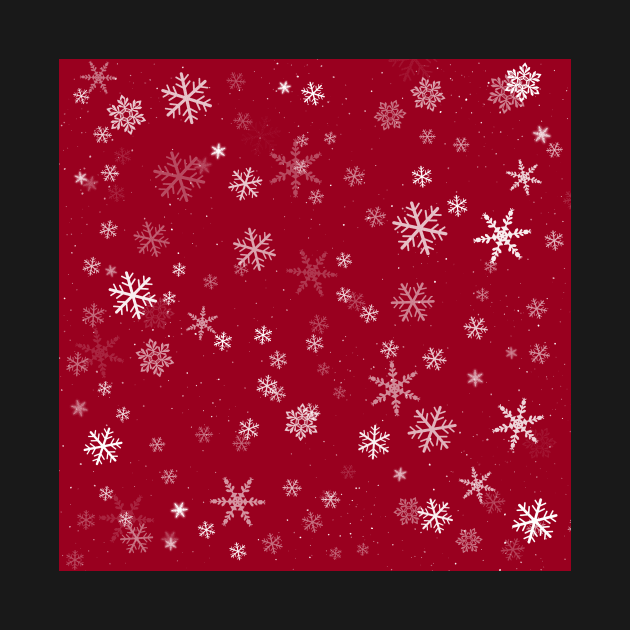 Red and White Snowflakes Winter Pattern by OneLook