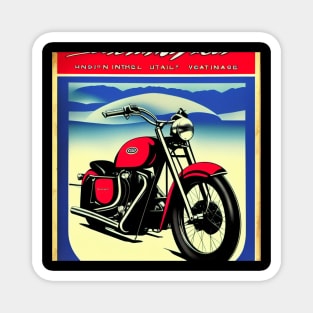 80s Vintage Red Motorcycle Poster Magnet