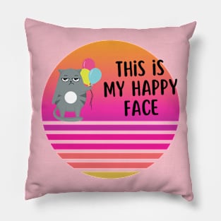 Cute cat happy face Pillow