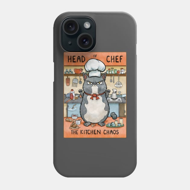 Funny cat head of chef the kitchen chaos Phone Case by "Artistic Apparel Hub"