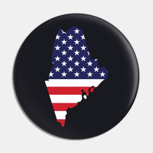 Maine State Shape Flag Background Pin