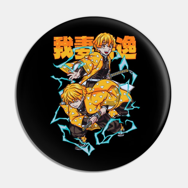 Zenitsu Agatsuma Kimetsu no Yaiba Pin by Genkai.std