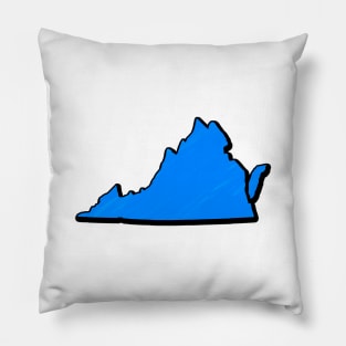 Bright Blue Virginia Outline Pillow