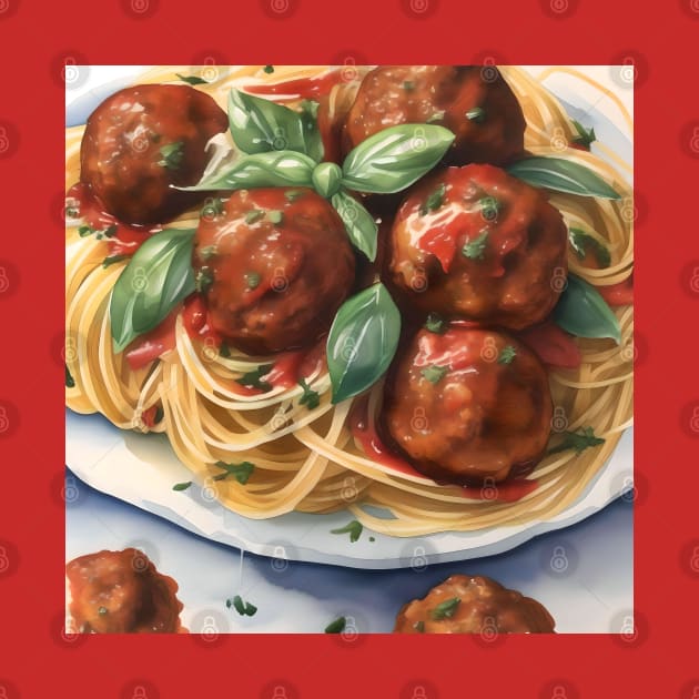 National Spaghetti Day - January 4 - Watercolor by Oldetimemercan