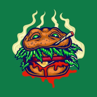 Smoking crazy weed monster burger blunt T-Shirt