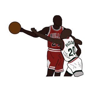 Michael Jordan One Hand Palm Away From Gary Payton - Chicago Bulls T-Shirt