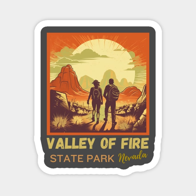 Valley Of Fire State Park Nature Lover Vintage Hiking Outdoor Travel Adventure Magnet by Imou designs