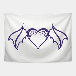 Purple Bat Heart Tapestry