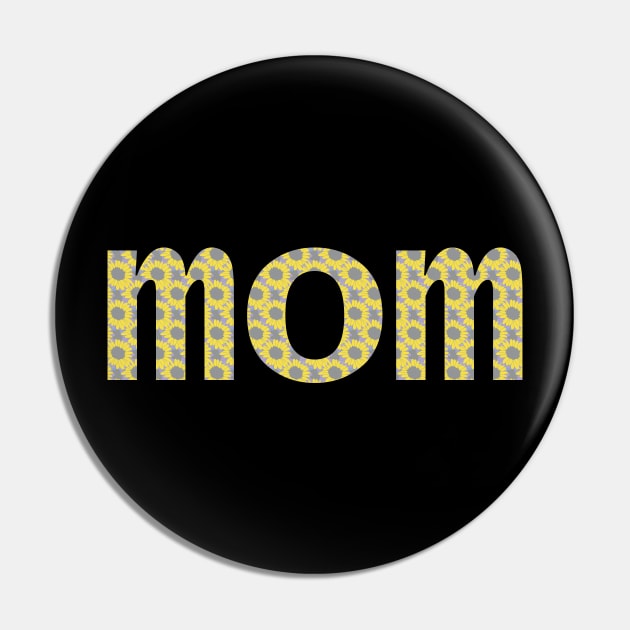 Yellow Mom Floral Art Typography Pin by ellenhenryart