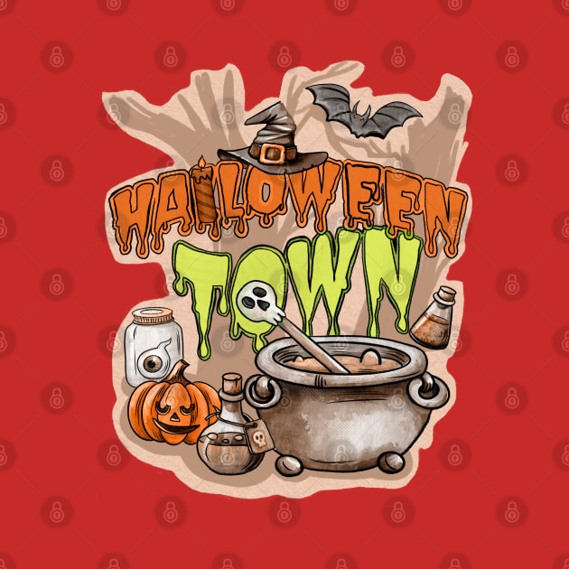 Scary Pumpkin And Bats Halloween Town by i am Cuta