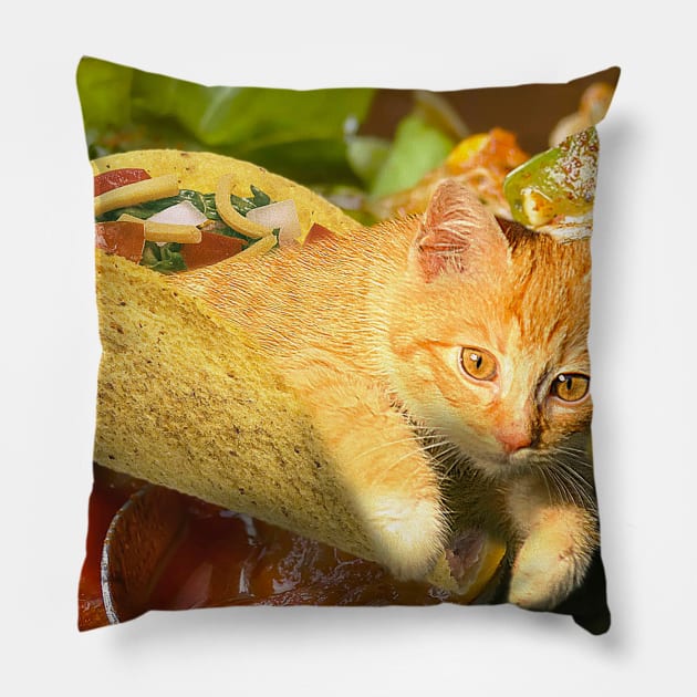 Tacocat Taco Cat Pillow by Random Galaxy