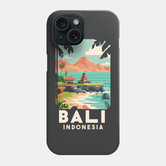 A Vintage Travel Art of Bali Indonesia Phone Case by goodoldvintage