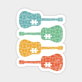 Acoustic Guitar Puzzle Cool Retro Colors Magnet