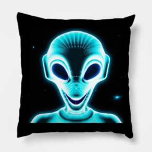 Neon Blue Alien Pillow